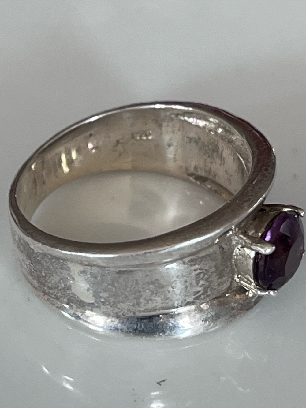 Handmade Sterling Silver 925 Ring with Amethyst Gemstone Size 7 - Picture 6 of 16